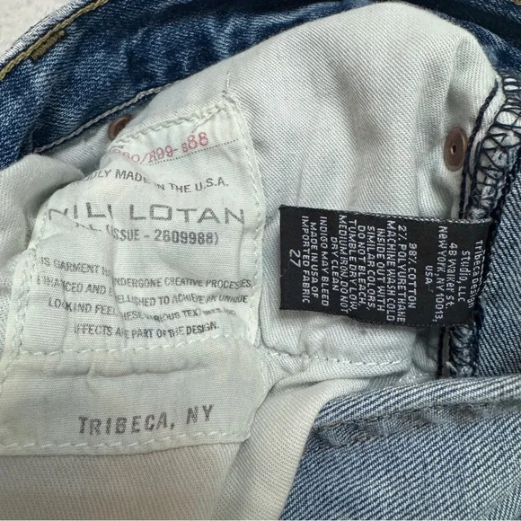 NILI LOTAN sz 27 Boyfriend Jeans in Venice Wash Blue Raw Hem Crop Mid Rise - Picture 9 of 13
